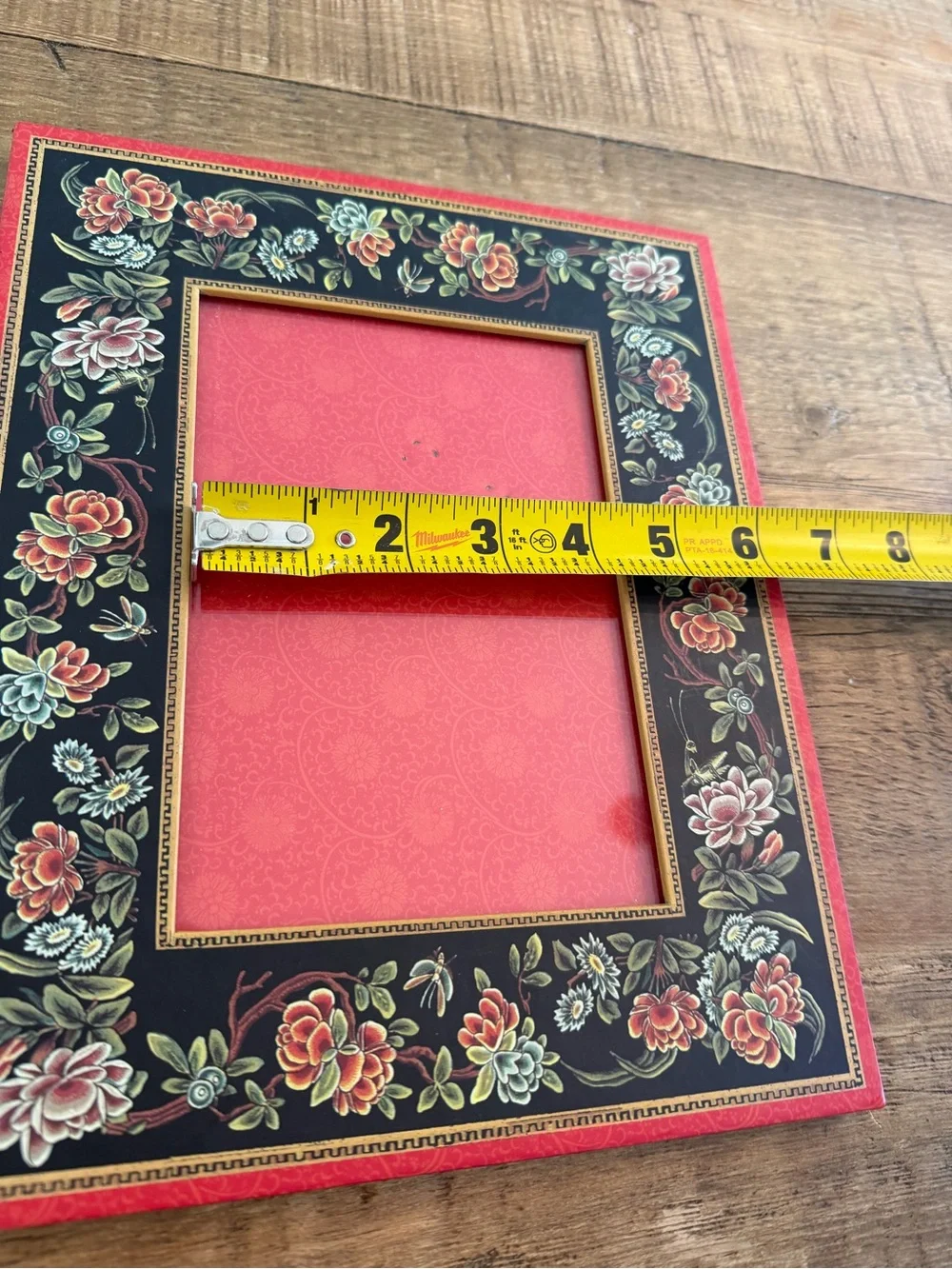 Punch Studio 8x10 Floral Decorative Photo Frame. Easel Back | Red/Black